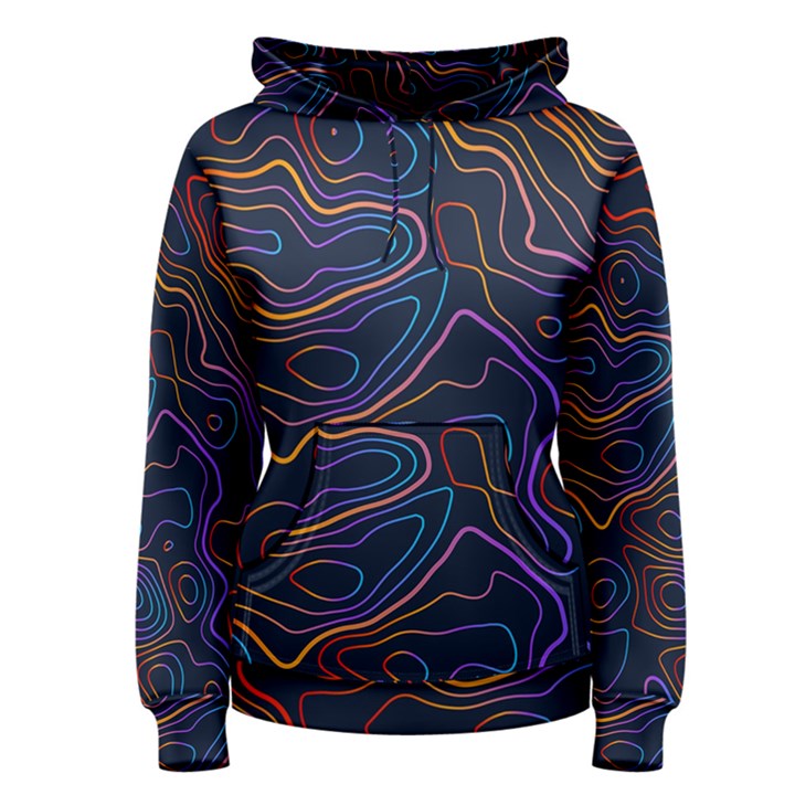 Topographic Colorful Contour Illustration Background Women s Pullover Hoodie