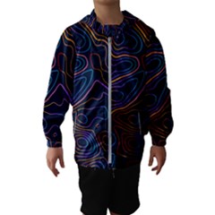 Topographic Colorful Contour Illustration Background Kids  Hooded Windbreaker by Vaneshart