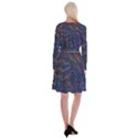 Topographic Colorful Contour Illustration Background Long Sleeve Velvet Front Wrap Dress View2