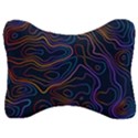 Topographic Colorful Contour Illustration Background Velour Seat Head Rest Cushion View1