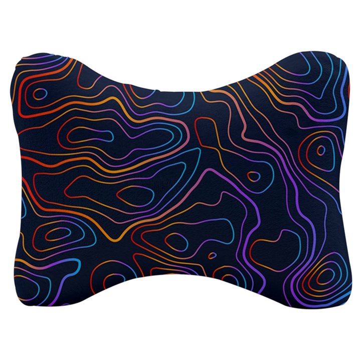 Topographic Colorful Contour Illustration Background Velour Seat Head Rest Cushion