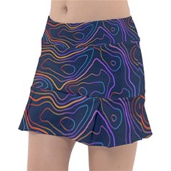 Topographic Colorful Contour Illustration Background Tennis Skirt by Vaneshart