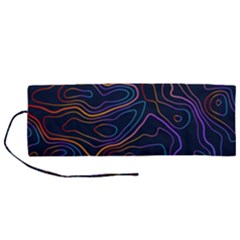 Topographic Colorful Contour Illustration Background Roll Up Canvas Pencil Holder (m) by Vaneshart