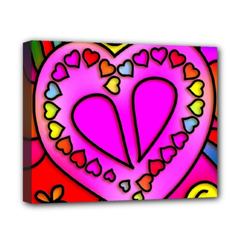 Stained Glass Love Heart Canvas 10  X 8  (stretched) by Vaneshart