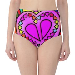 Stained Glass Love Heart Classic High-waist Bikini Bottoms by Vaneshart