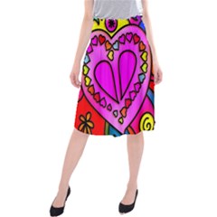 Stained Glass Love Heart Midi Beach Skirt by Vaneshart