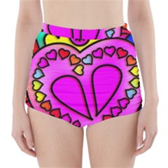 Stained Glass Love Heart High-waisted Bikini Bottoms by Vaneshart