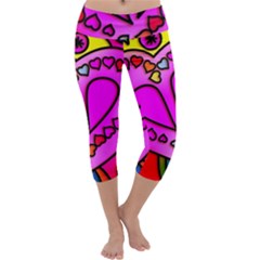 Stained Glass Love Heart Capri Yoga Leggings by Vaneshart