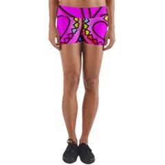 Stained Glass Love Heart Yoga Shorts by Vaneshart