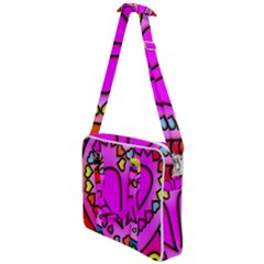 Stained Glass Love Heart Cross Body Office Bag by Vaneshart