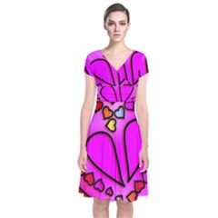 Stained Glass Love Heart Short Sleeve Front Wrap Dress by Vaneshart