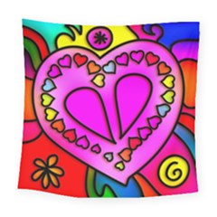 Stained Glass Love Heart Square Tapestry (large) by Vaneshart