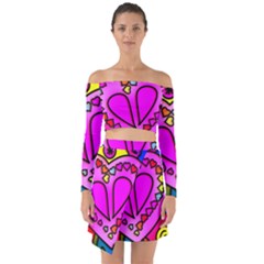 Stained Glass Love Heart Off Shoulder Top With Skirt Set by Vaneshart