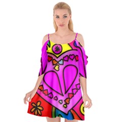 Stained Glass Love Heart Cutout Spaghetti Strap Chiffon Dress by Vaneshart