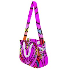 Stained Glass Love Heart Rope Handles Shoulder Strap Bag by Vaneshart