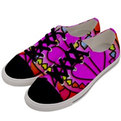 Stained Glass Love Heart Men s Low Top Canvas Sneakers by Vaneshart