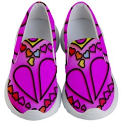 Stained Glass Love Heart Kids  Lightweight Slip Ons by Vaneshart