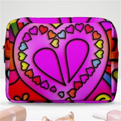 Stained Glass Love Heart Make Up Pouch (large) by Vaneshart