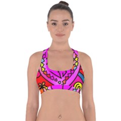 Stained Glass Love Heart Cross Back Hipster Bikini Top  by Vaneshart