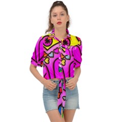 Stained Glass Love Heart Tie Front Shirt  by Vaneshart