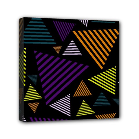 Abstract Pattern Design Various Striped Triangles Decoration Mini Canvas 6  X 6  (stretched) by Vaneshart