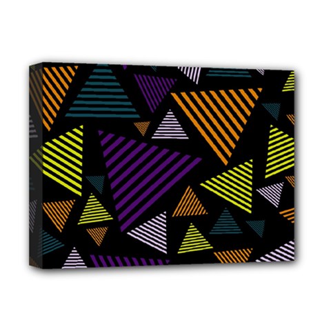 Abstract Pattern Design Various Striped Triangles Decoration Deluxe Canvas 16  X 12  (stretched)  by Vaneshart