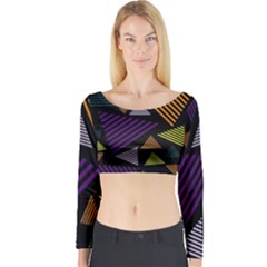 Abstract Pattern Design Various Striped Triangles Decoration Long Sleeve Crop Top by Vaneshart