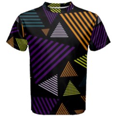 Abstract Pattern Design Various Striped Triangles Decoration Men s Cotton Tee by Vaneshart