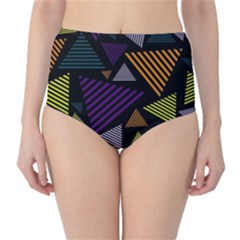 Abstract Pattern Design Various Striped Triangles Decoration Classic High-waist Bikini Bottoms by Vaneshart