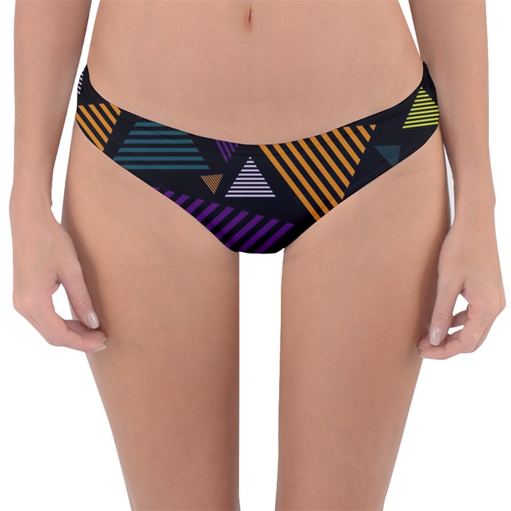 Abstract Pattern Design Various Striped Triangles Decoration Reversible Hipster Bikini Bottoms