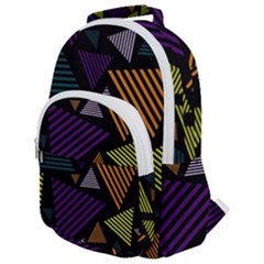 Abstract Pattern Design Various Striped Triangles Decoration Rounded Multi Pocket Backpack by Vaneshart