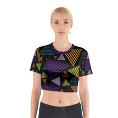 Abstract Pattern Design Various Striped Triangles Decoration Cotton Crop Top by Vaneshart