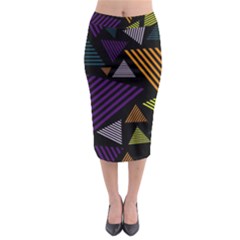 Abstract Pattern Design Various Striped Triangles Decoration Midi Pencil Skirt by Vaneshart