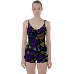 Abstract Pattern Design Various Striped Triangles Decoration Tie Front Two Piece Tankini by Vaneshart