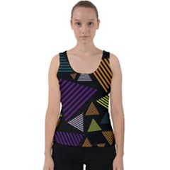 Abstract Pattern Design Various Striped Triangles Decoration Velvet Tank Top by Vaneshart