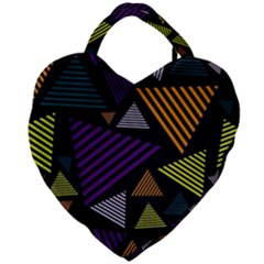 Abstract Pattern Design Various Striped Triangles Decoration Giant Heart Shaped Tote by Vaneshart