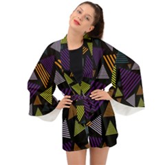 Abstract Pattern Design Various Striped Triangles Decoration Long Sleeve Kimono by Vaneshart