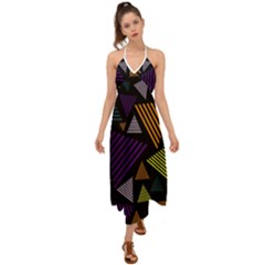 Abstract Pattern Design Various Striped Triangles Decoration Halter Tie Back Dress  by Vaneshart