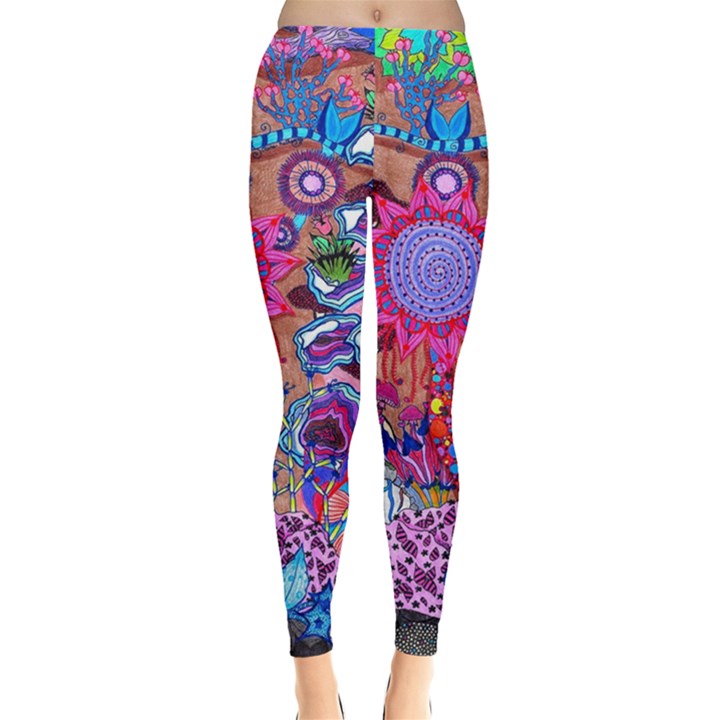 Red Flower Abstract  Leggings 