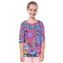 Red Flower Abstract  Kids  Quarter Sleeve Raglan Tee View1