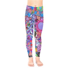 Red Flower Abstract  Kids  Legging by okhismakingart