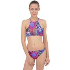 Red Flower Abstract  Racer Front Bikini Set by okhismakingart