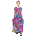 Red Flower Abstract  Kids  Short Sleeve Maxi Dress View1