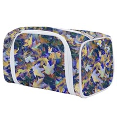 October Leaves In Blue Toiletries Pouch by bloomingvinedesign