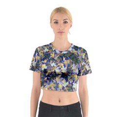 October Leaves In Blue Cotton Crop Top by bloomingvinedesign