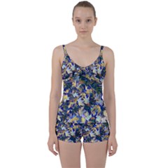 October Leaves In Blue Tie Front Two Piece Tankini by bloomingvinedesign