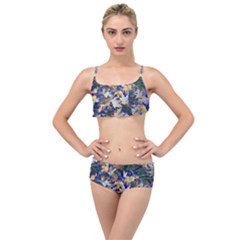 October Leaves In Blue Layered Top Bikini Set by bloomingvinedesign