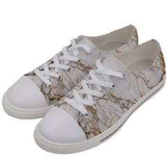 White Marble Gold Glitter Women s Low Top Canvas Sneakers by amlprints