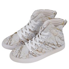 White Marble Gold Glitter Women s Hi-top Skate Sneakers by amlprints