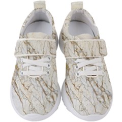 White Marble Gold Glitter Kids  Velcro Strap Shoes by amlprints